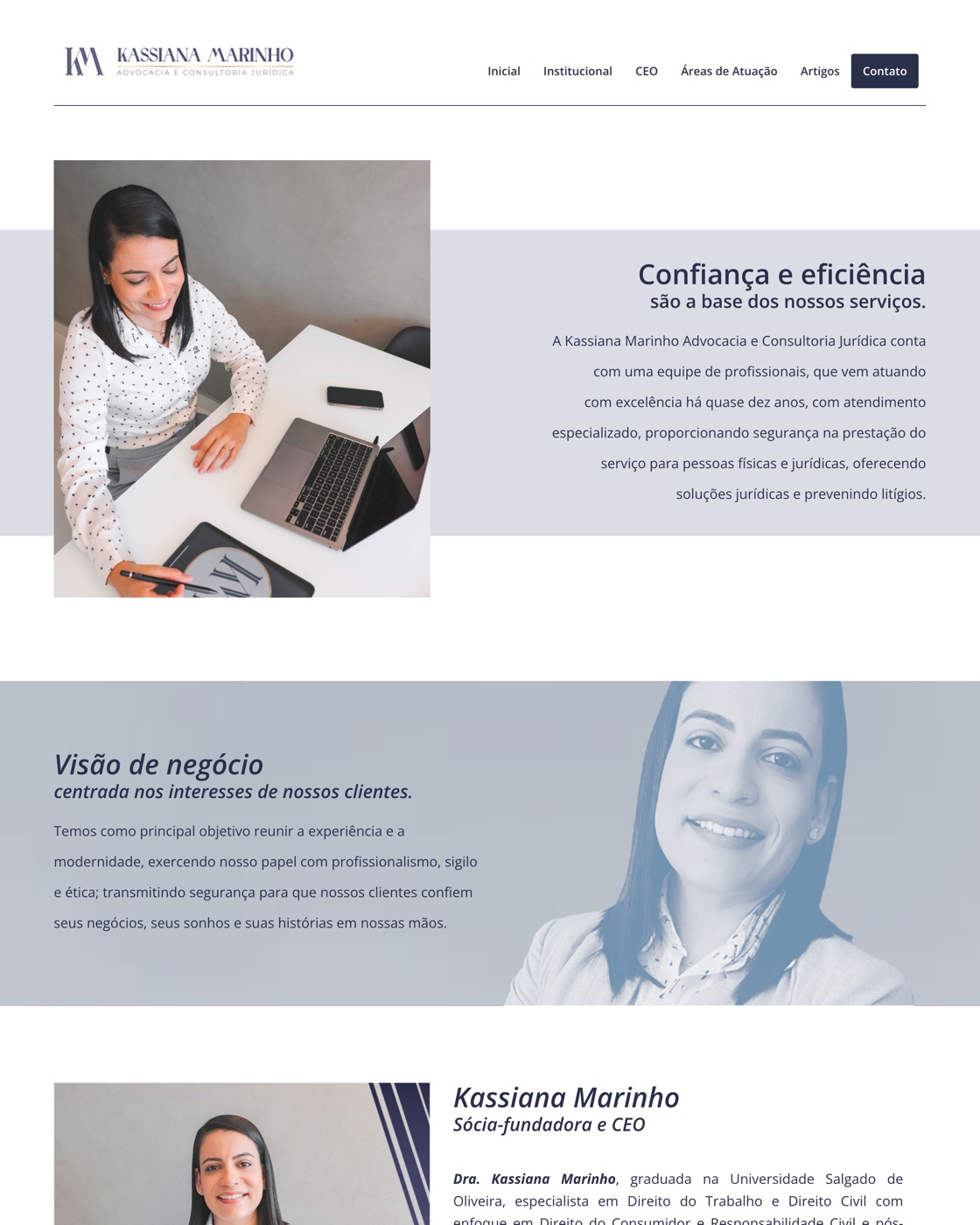 Site do escritório Kassiana Marinho Advocacia