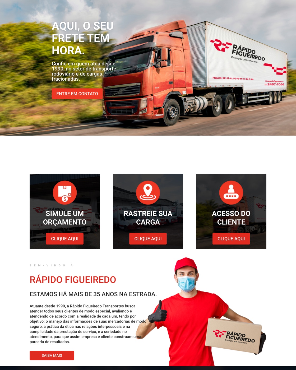 Site da transportadora Rápido Figueiredo
